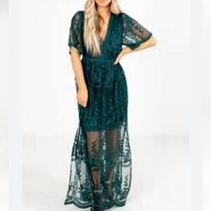 Bella Ella light my fire maxi dress green